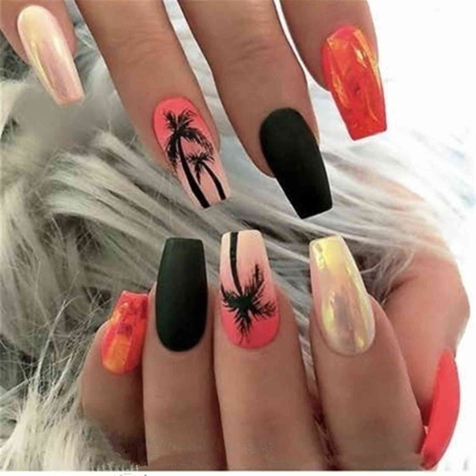 2020 Tropical Style Summer Palm Tree Design Nail Stickers Coconut Tree  Water Transfer Paper Nail Decals DIY Nail Art Decor Y1125 From Simihan10,  $0.72 | DHgate.Com