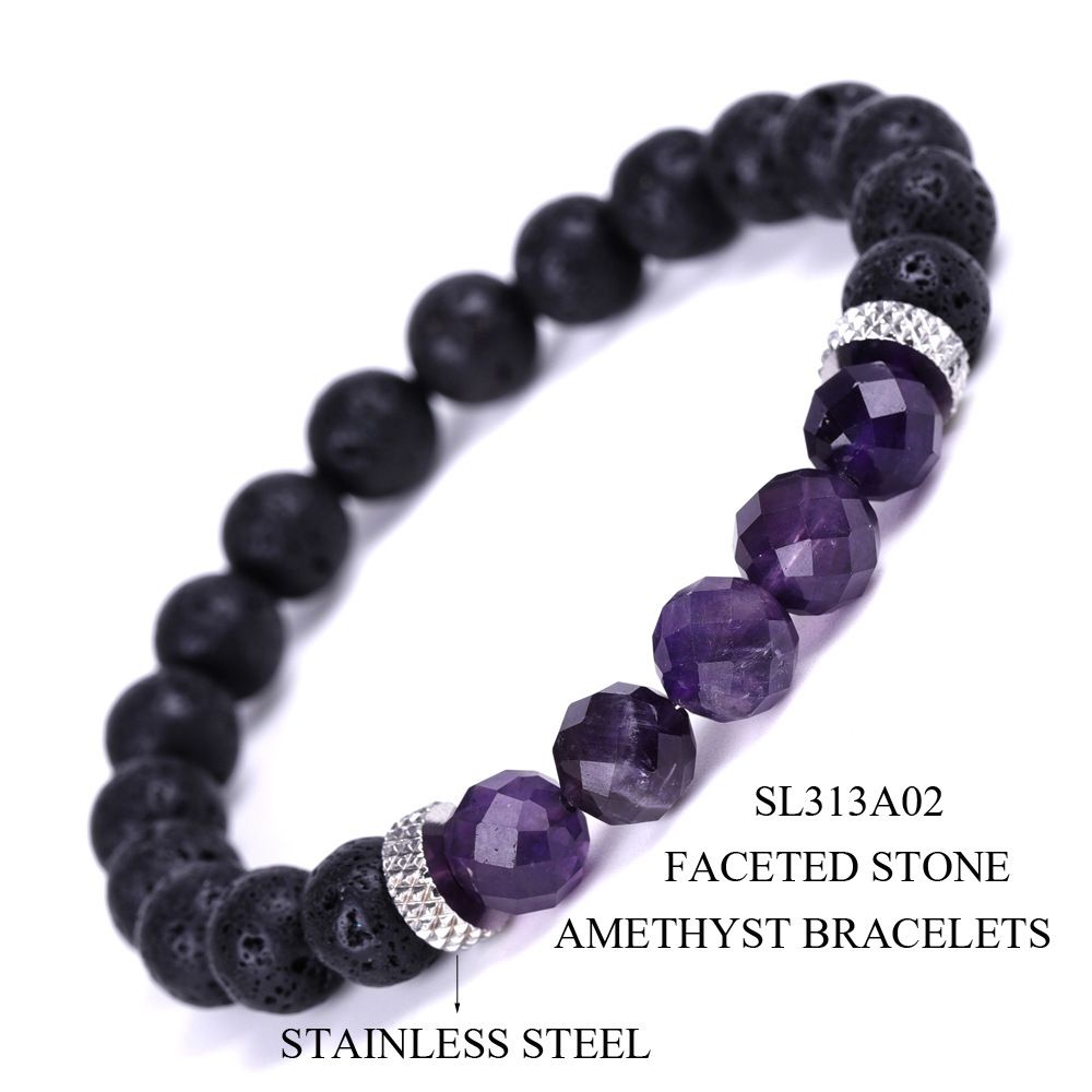 Sl313a02 Amethyst Cut Surface Stone Brac