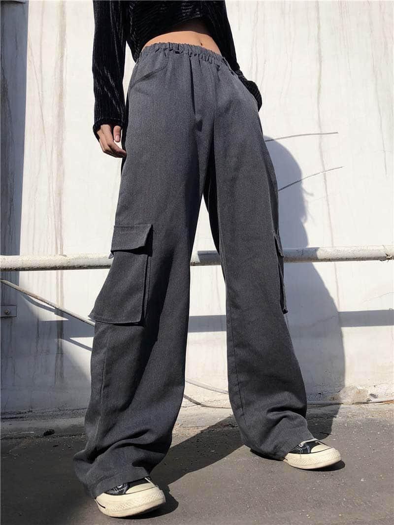 Pantalones Para Mujer Capris Nicemix Suelta Pierna Ancha Chicas Hip Hop Ropa  Street Danza Rave Outfit Safari Style Pant Black High De 31,83 € | DHgate