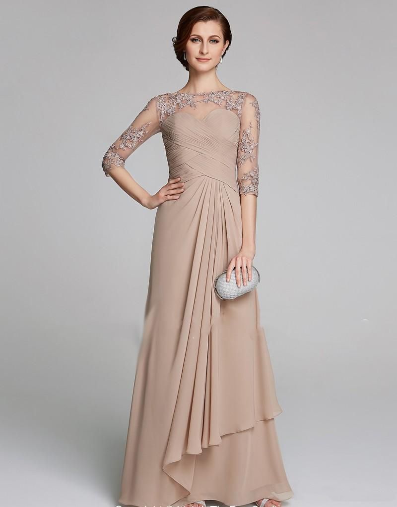 Champagne Mother Of The Bride Dress Plus Size Modest Champagne Mother Of The Bride Dresses Plus Size Ruched Lace Applique A Line Chiffon Wedding Guests Dress Mothers Formal Gowns From Verycute, $45.72 | DHgate.Com