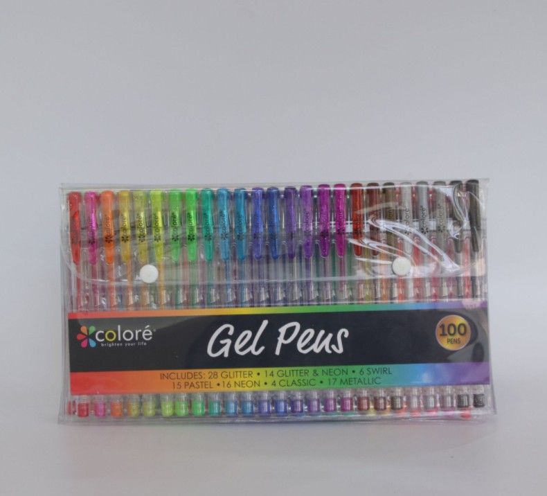 100 Pcs Coloring Gel Pens for Adult Coloring Books with Glitter Neon  Metallic