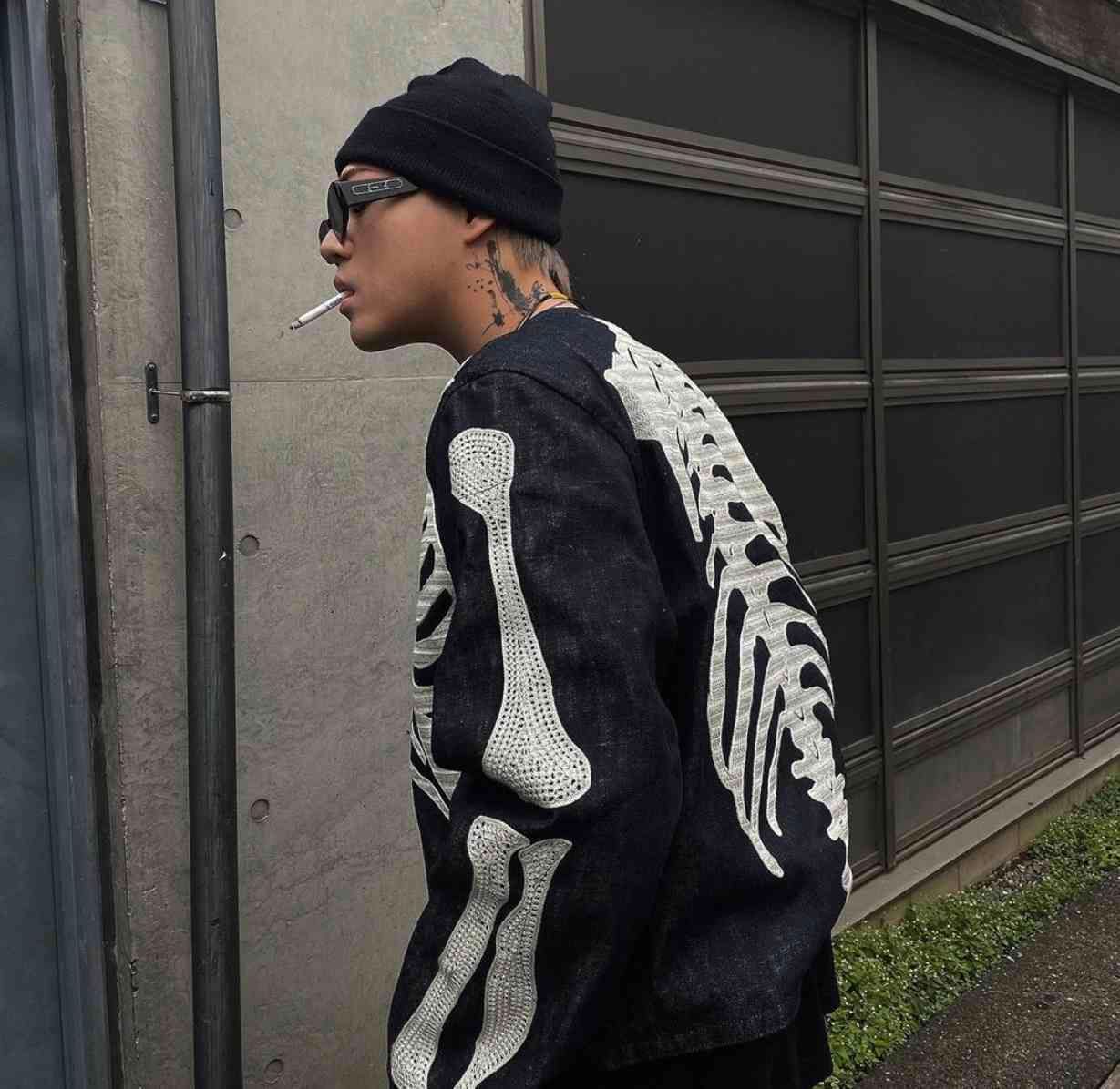 Kapitalと同じトラビススコット刺繍骨バックスケルトンデニム
