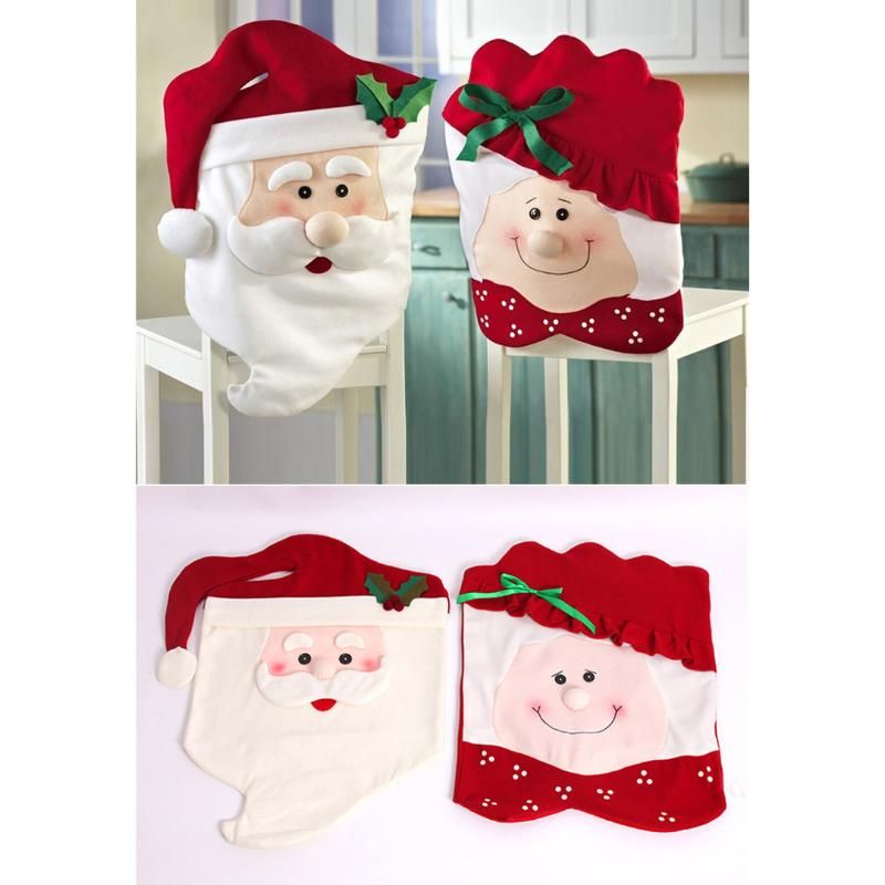 Cadeira Cobre Decoração de Natal Decoração Volta Capa Flanela Santa Claus Chapéu Decoração De Party Cadeira Cobre Decoração de Natal Decoração Volta Capa Flanela Santa Claus Chapéu Decoração De Party