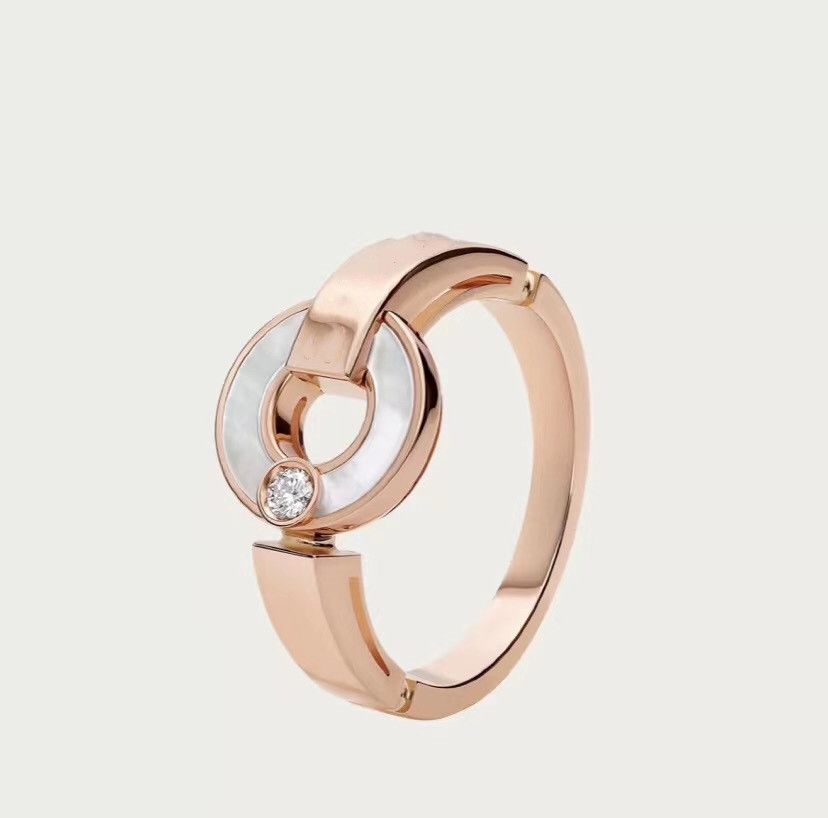 Rose Gold and White Shell Ring