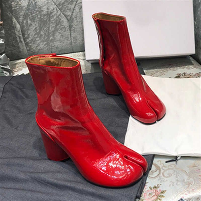 red patent leather