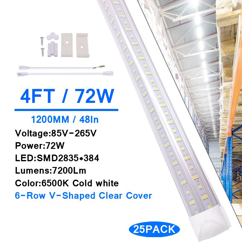 100PCS 4FT 72W LED TUBE LIGHTS