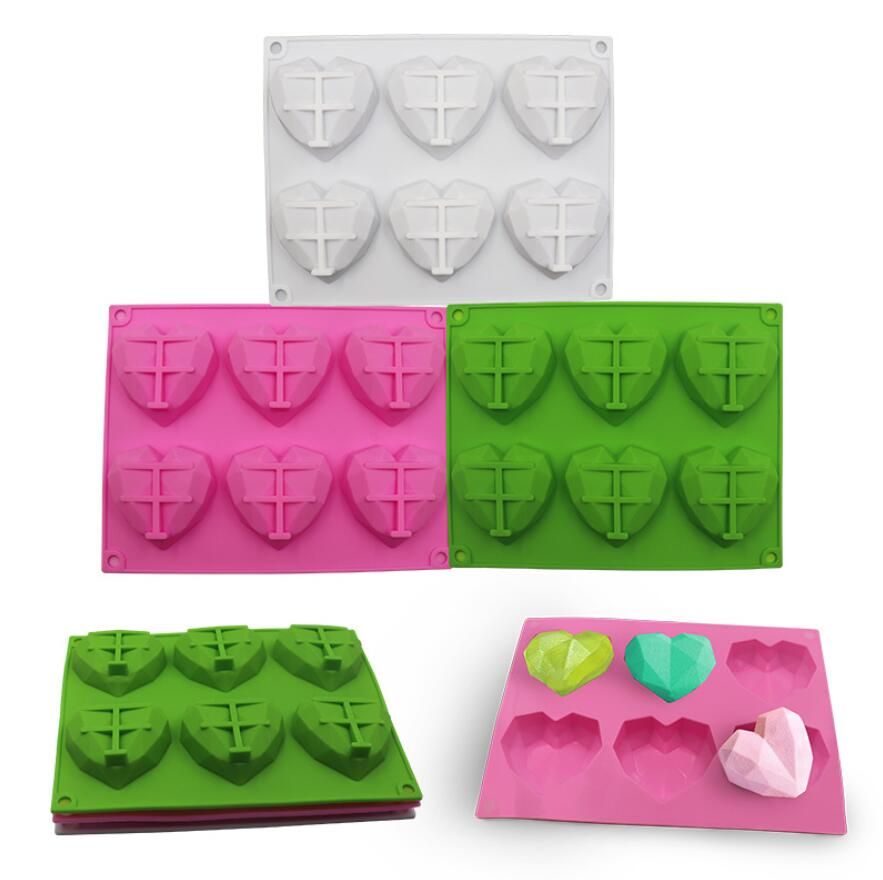  Diamond Heart Mousse Cake Mold Trays 8.7 Inch Silicone