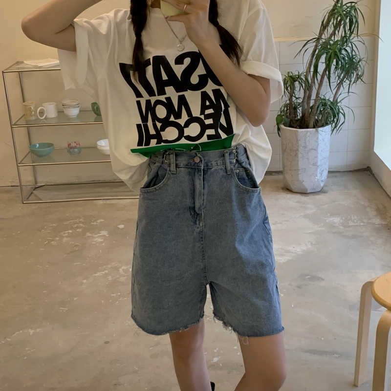 Compra Flechit Bermudas Jean Shorts Mujeres Largo Bermudas Shorts Alta  Cintura Relaxe Fit Student Chica Casual Streetwear X0715 Barato | Entrega  Rápida Y Calidad | Es.Dhgate