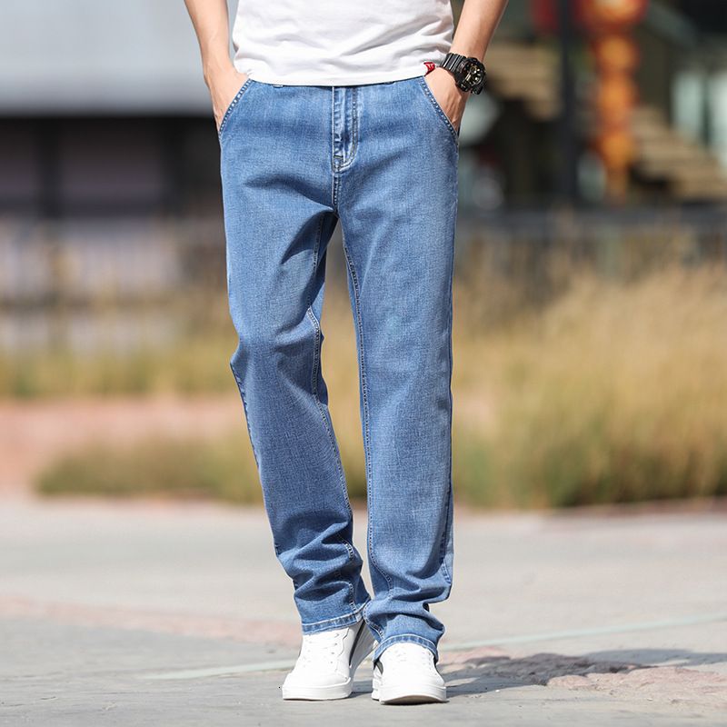Compra Jeans De Verano Suelta Tubo Recto Más Tamaño Gordo Hombre Fino Ancho  Pierna Estiramiento Casual Pantalones Para Hombres Barato | Entrega Rápida  Y Calidad | Es.Dhgate