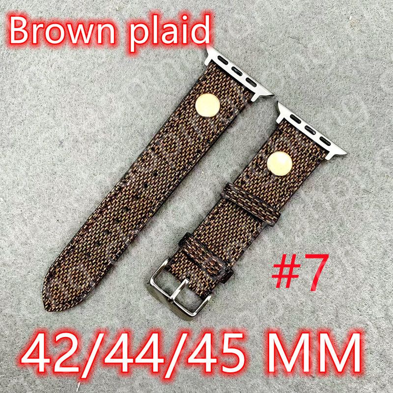 7 # 42/44/45/49 mm Plaid marron + V logo