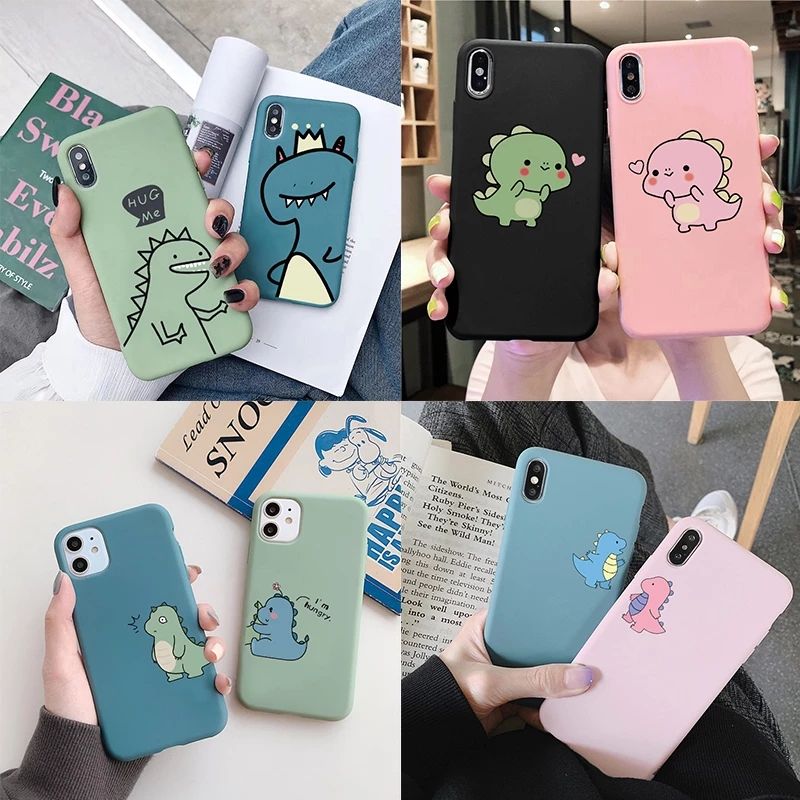 Carcasas encantadoras de dinosaurios de dibujos animados para iPhone 12 Pro Max TPU Coque 11 7 Carcasas encantadoras de dinosaurios de dibujos animados para iPhone 12 Pro Max TPU Coque 11 7
