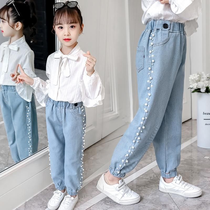 Compra Jeans Niños Con Perlas Estilo Suelto Niñas Niñas Bebé Ancho Pierna  Piedras Pantalones Pantalones Adolescentes Causal All Match Denim Pantalones  De Mezclilla Barato | Entrega Rápida Y Calidad | Es.Dhgate