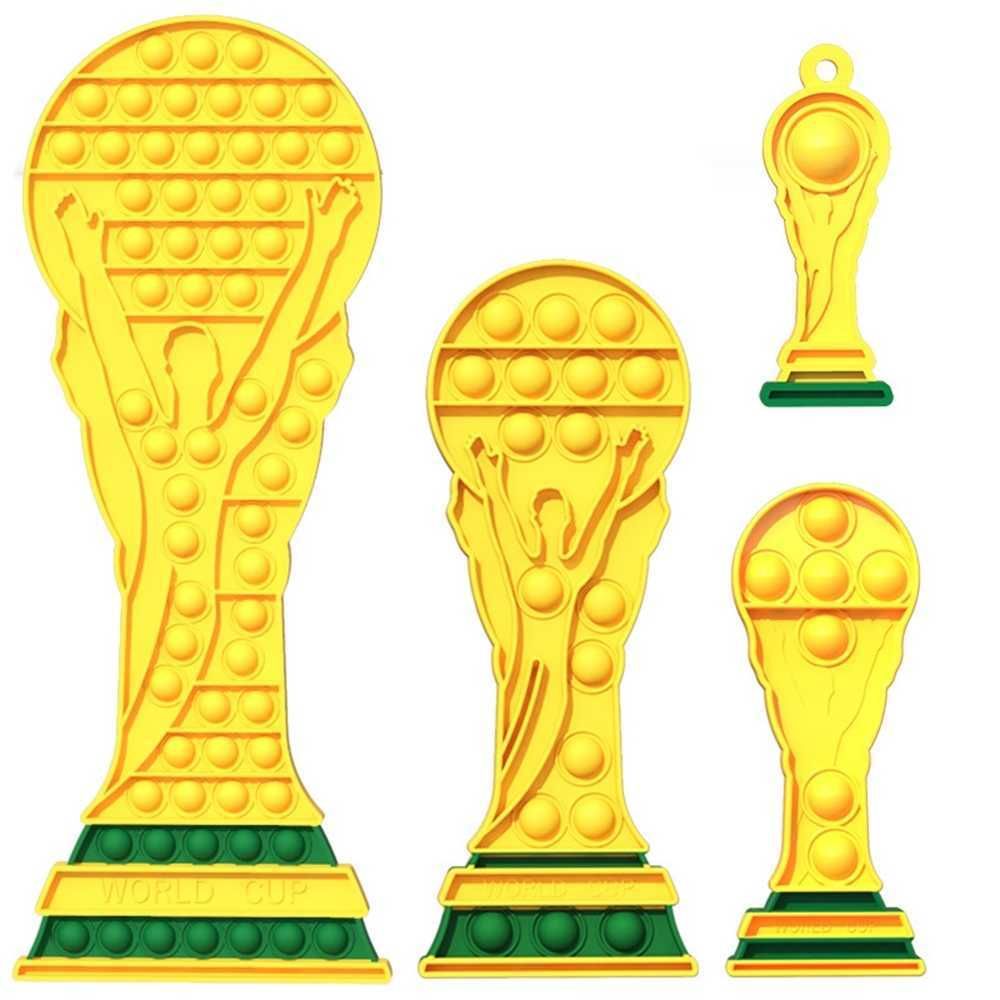 Qatar 2022 Copa Mundial Fútbol Fútbol Trofeo Fidget Juguetes Push Popper 31 cm Poo-su