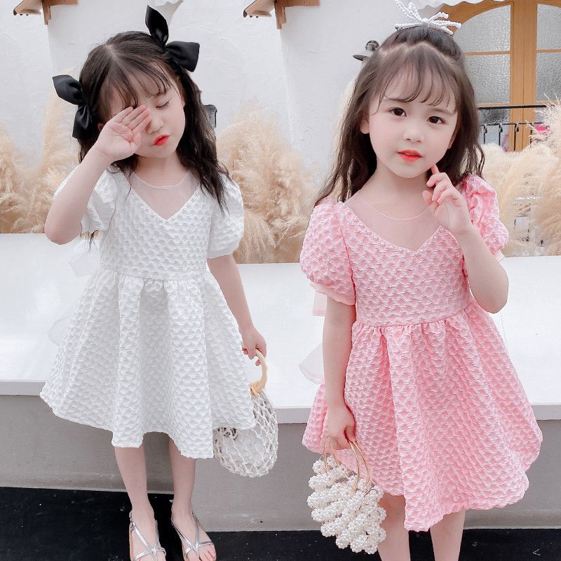 Ropa De Niño Coreana Niña De Hojaldre Vestido Bebé Lindo Arco Princesa Vestidos Niños Moda Ropa Para Niños De 14,55 € | DHgate