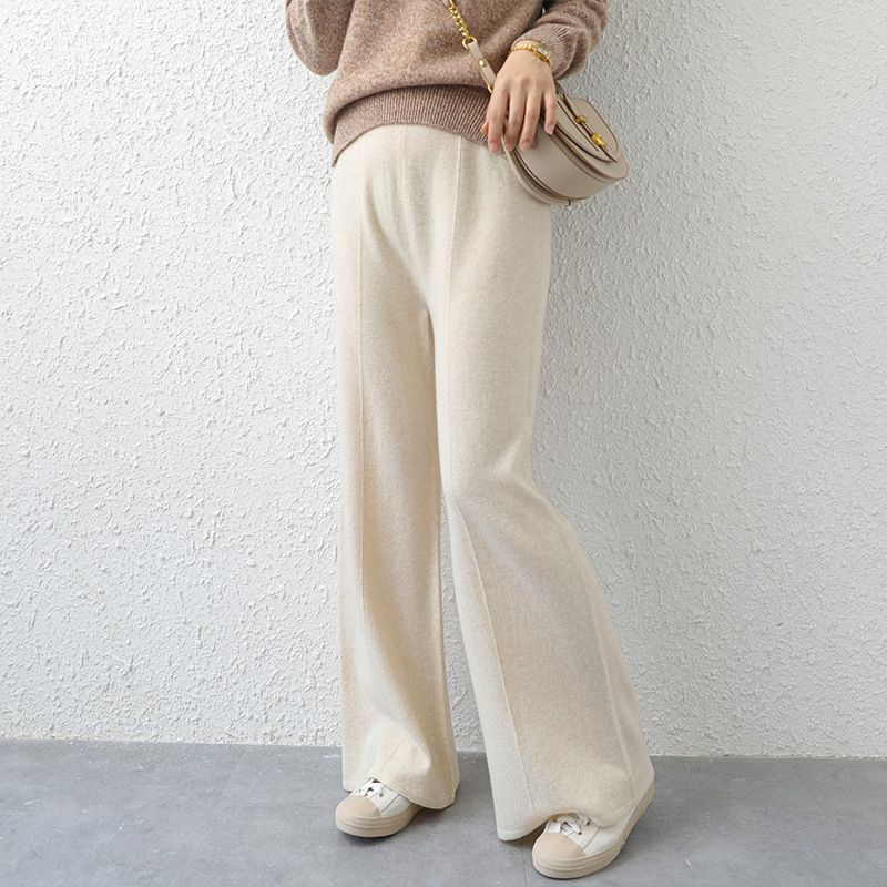 Women Winter Warm Knitted High Waist Wide-leg Trosuers cashmere Wool Pants COMFY Women Winter Warm Knitted High Waist Wide-leg Trosuers cashmere Wool Pants COMFY