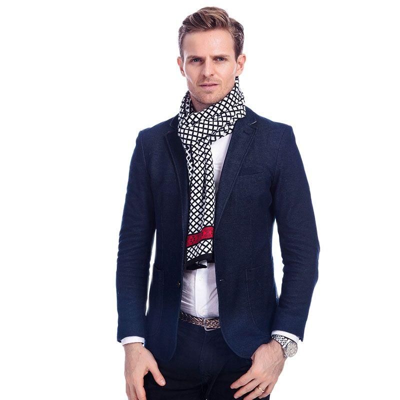 Lictory Winter Knitted Scarf Man Unilateral Plaid Scarves Charm Warm Shawls A3A18940