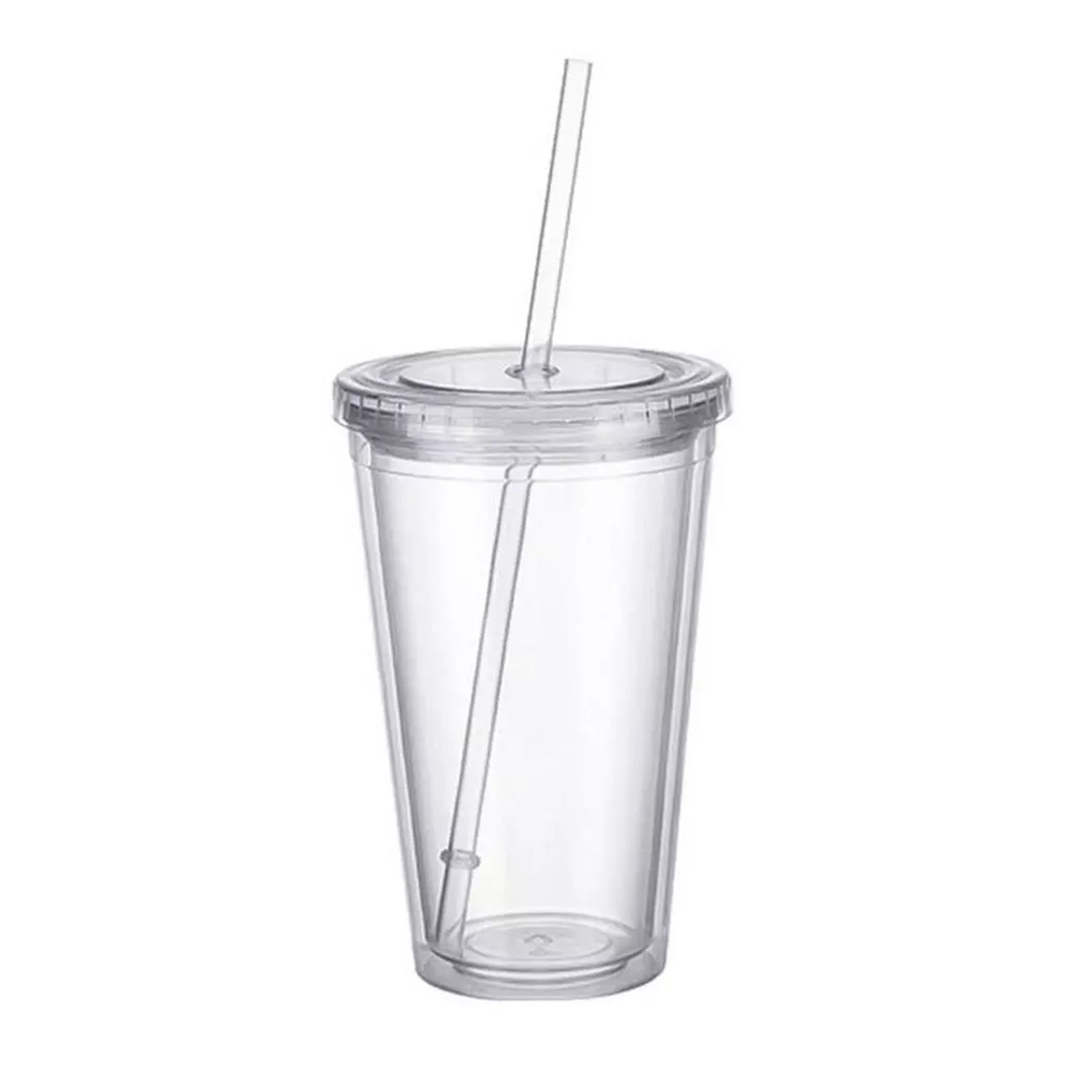 Clear Acrylic Tumbler with Straw and Lid, Double Wall Plastic Insulated  Smoothie Cup , Reusable Large Iced Coffee Tumbler for Parties,  Customization, Clear 