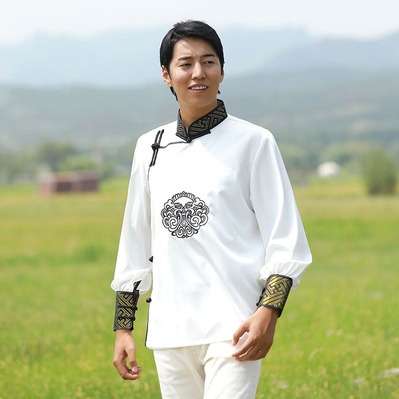 Erkekler için Etnik Giyim Geleneksel Tang Takım Standı Yaka Festivali Ceket Moğolluk Ziyafet Bluz Vintage Cheongsam Üst Parti Kostüm