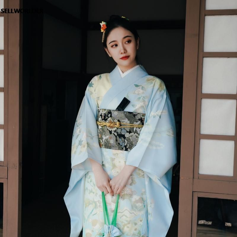 Compra Vestidos Casuales 2021 Retro Japonés Estilo Kimono Yukata Niña Otoño  Verde Floral Estampado Vestido Mujer Empalme Sellworlder Largo Con Bolso  Barato | Entrega Rápida Y Calidad | Es.Dhgate