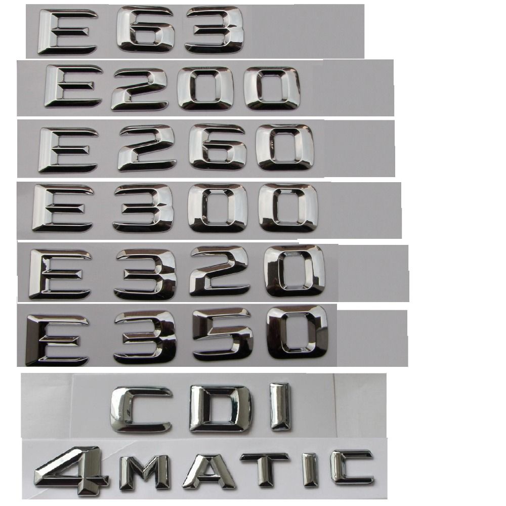Chrome ABS Plastic Car Trunk Rear Letters Badge Emblem Decal Sticker for Mercedes Benz E Class E180 Chrome ABS Plastic Car Trunk Rear Letters Badge Emblem Decal Sticker for Mercedes Benz E Class E180