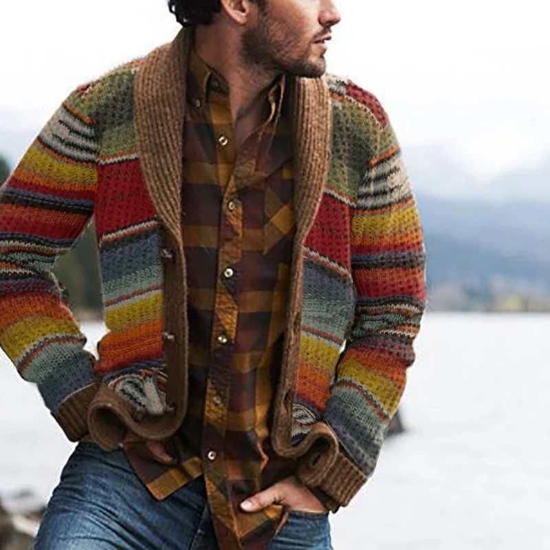 Mens Sweaters Western Style Printed 