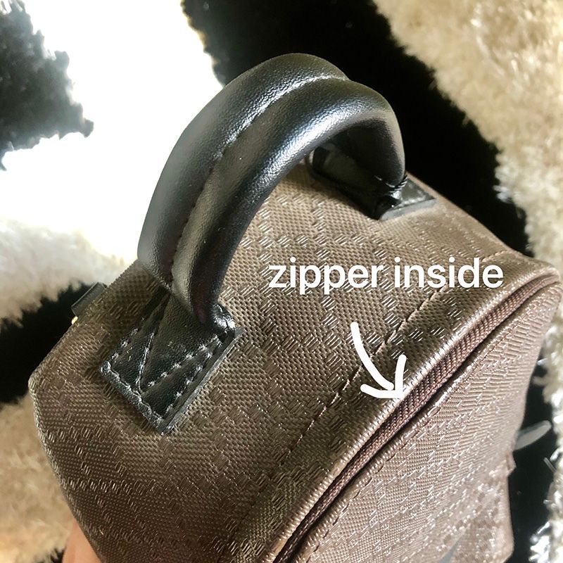 brown flower mini size zipper inside