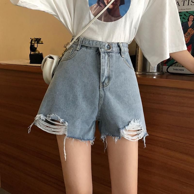 2021 Dames Jeans 2021 Van Stijl Met Gaten Shorts Los Fit Hoog Getailleerd  Afslanken Driezende Losse Broek Van Deggdenim, 50,54 € |DHgate