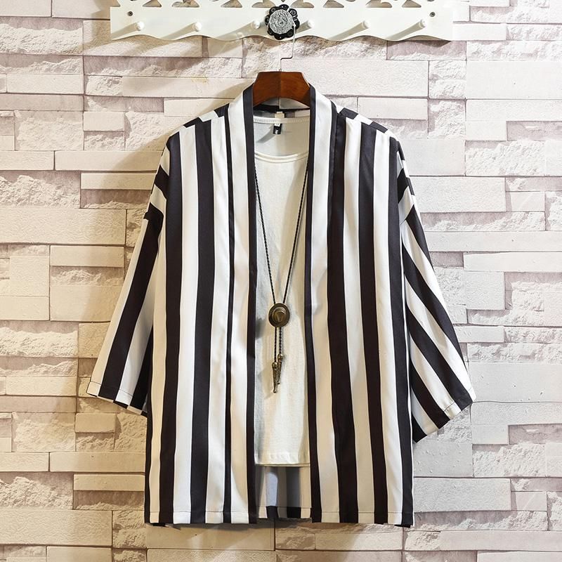 Gestreept kimono -shirt