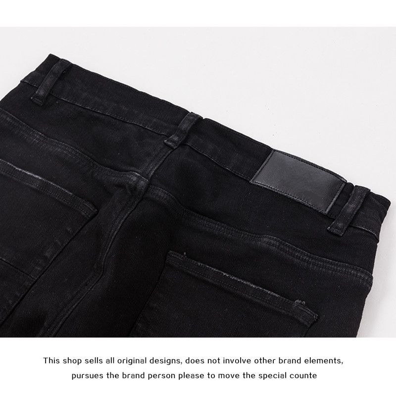 Compra Jeans Para Hombre Pelea Negra De Alta Calle De Cuero Lavado Para  Hacer Cuchillo Viejo Agujeros De Corte Piedras Delgadas Piedras Barato |  Entrega Rápida Y Calidad | Es.Dhgate