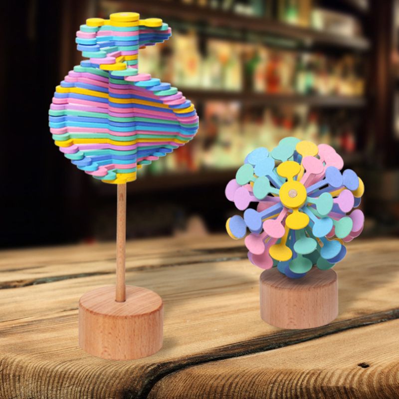 Wooden helicone magic wand stress relief toy rotating lollipop creative Art  BC 