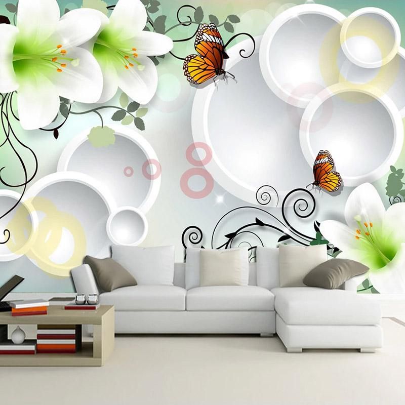 Fondos de pantalla Personalizado Papel tapiz para paredes 3D Círculos estéreo Círculos Hermosa Lirio Fondo TV Fondos de pantalla Personalizado Papel tapiz para paredes 3D Círculos estéreo Círculos Hermosa Lirio Fondo TV