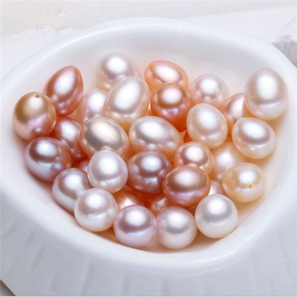 RICE Shape Freshwater Natural Real Pearls Loose White Ivory Half Drilled Hole 