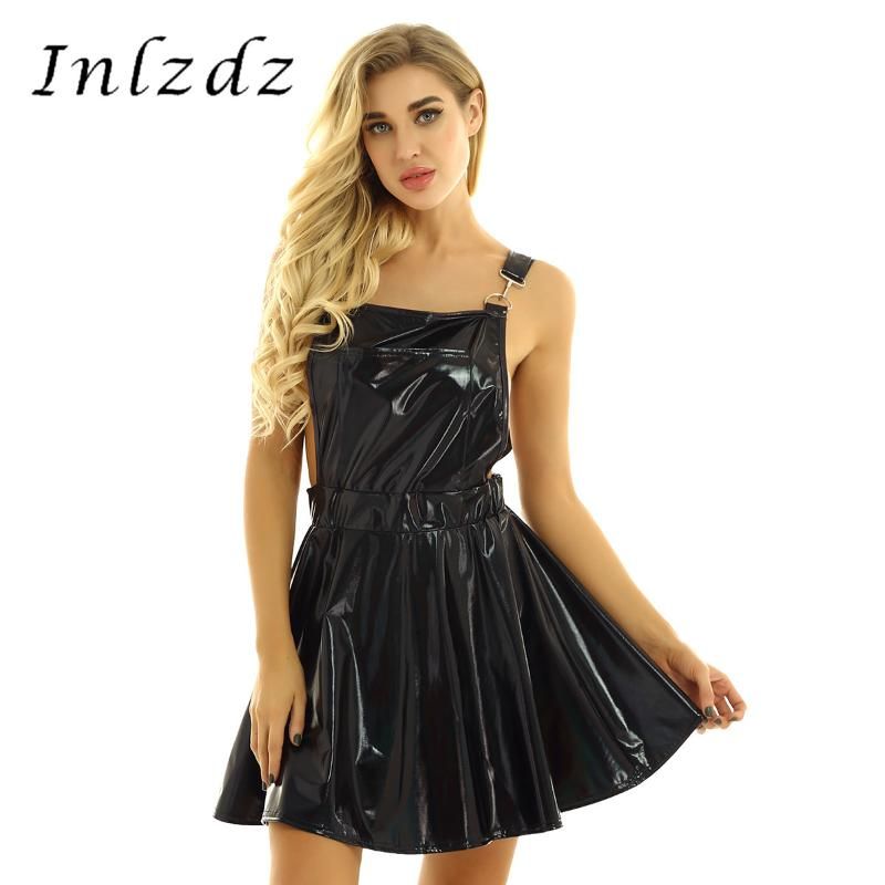 Womens Shiny Latex Dress Metallic 