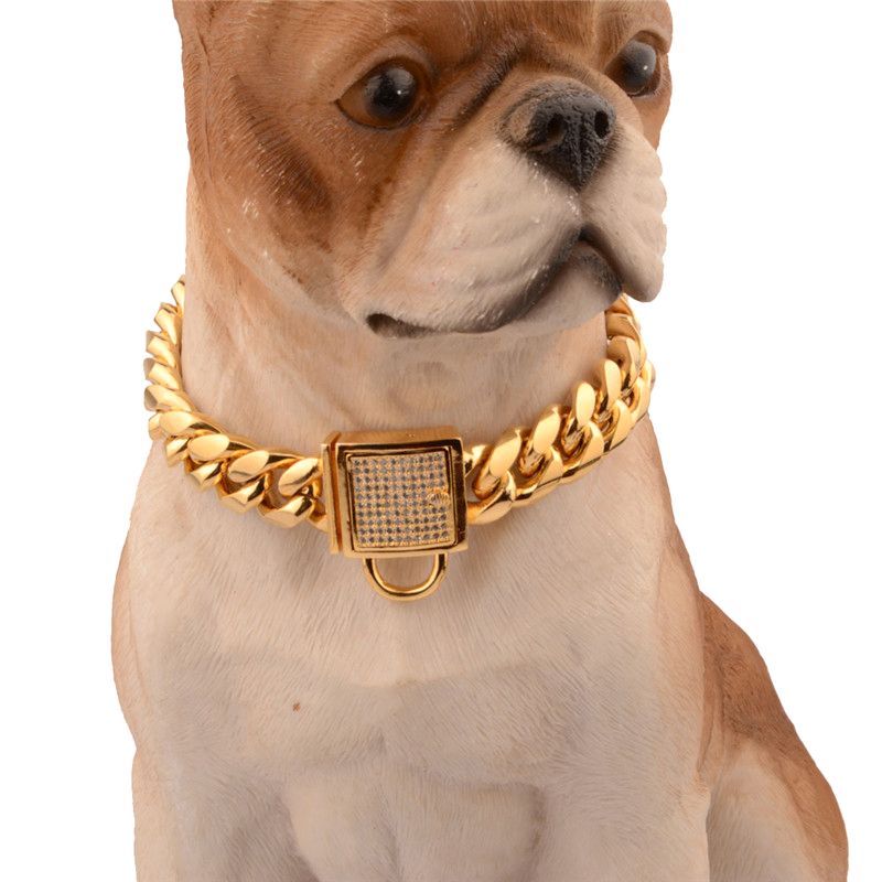 Shiny Diamond Dog Chain Collars Zircon 
