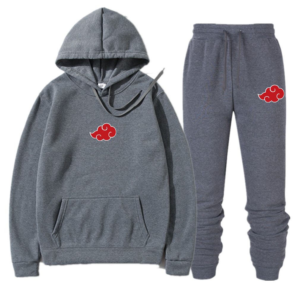 grey moletom com capuz and sweatpants set