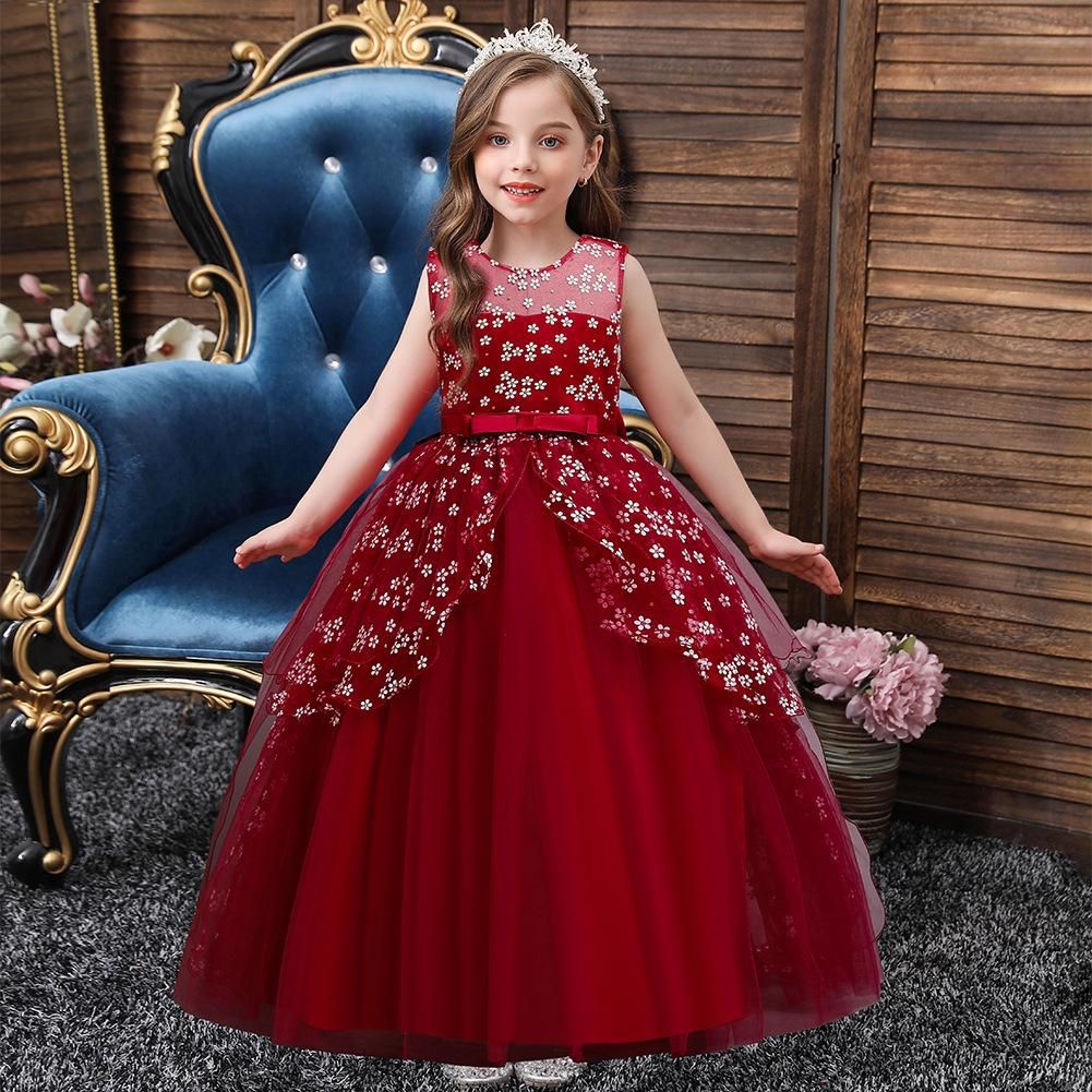 Compra Niños Sin Mangas Flor Niña Vestidos Niñas Noche Vestido Fiesta  Princesa Vestidos Niños Vestido Largo Barato | Entrega Rápida Y Calidad |  Es.Dhgate