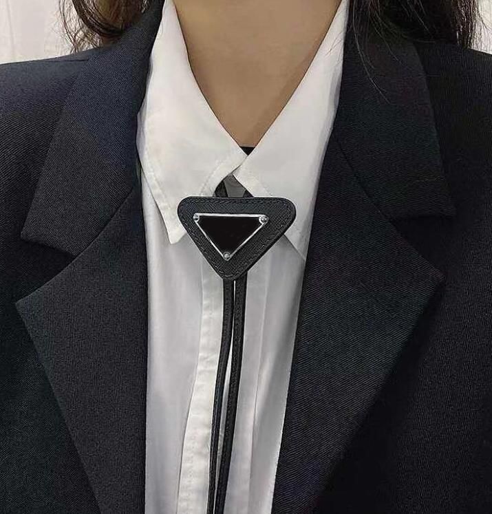 Prada Brushed Leather Bolo Tie Necklace - Black, Silver-Tone Metal