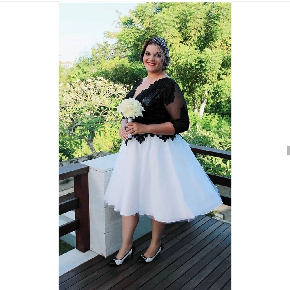 2022 Sexy vestidos de novia corto blanco y negro Vestidos nupciales para  las mujeres gótico en