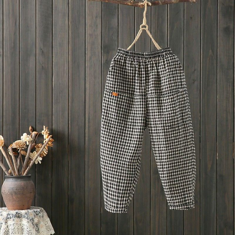 Compra Pantalones Para Mujer Capris Moda De Verano Mujeres Elástica Cintura  Harem Algodón Lino Tela Escocés Casual Flojo Plus Tamaño Vintage Tobillo  Longitud S737 Barato | Entrega Rápida Y Calidad | Es.Dhgate