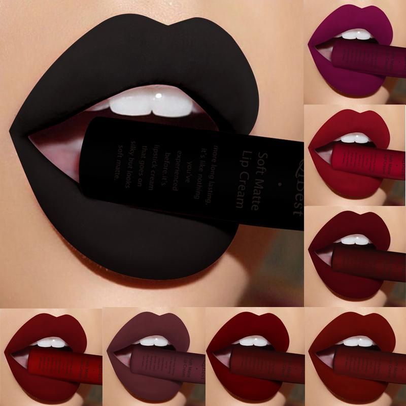 Koop Lip Gloss Qi Merk Lipstick Matte Bruin Naakt Zwart Kleur Vloeibare Batom Maquiagem | Snelle En Kwaliteit |