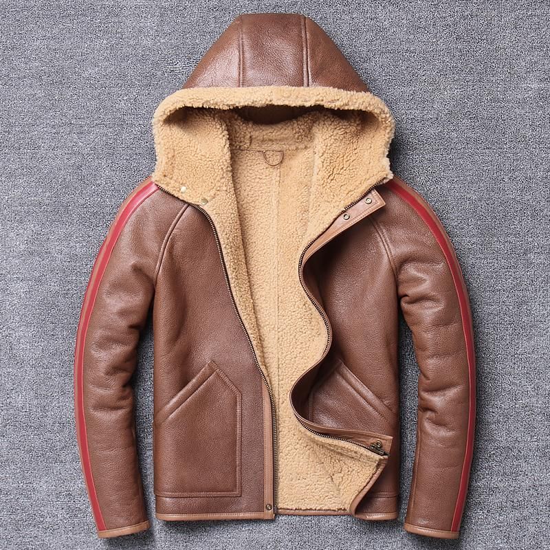 Chaquetas | Guerrera De Piel Con Inserciones De Lana Merina Marrón |  Ferrari Hombre ⋆ Global air network