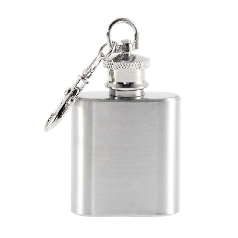 3 1 oz Stainless Steel Pocket Metal Mini Flask Screw Cap Liquor Key Chain