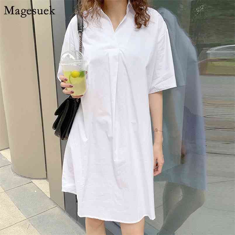 Vestidos sueltos de algodón de estilo coreano para mujer Spring Casual Shirt Solid Blanco Camisa
