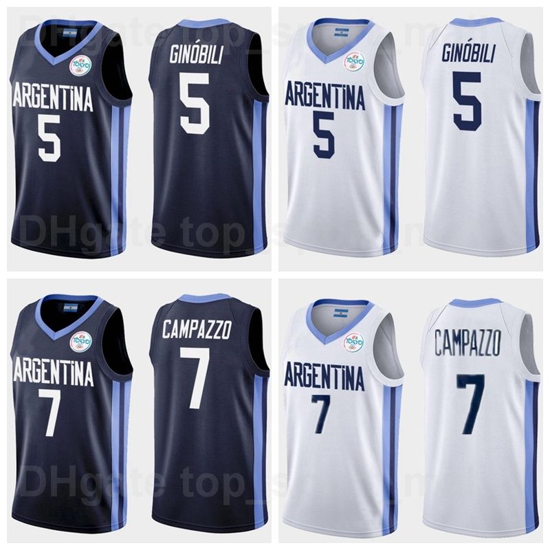 2021 2021 Tokyo Olympics Argentina Basketball Jersey 7 Facundo Campazzo 5 Manu Ginobili 4 Luis Scola 29 Patricio Garino 14 Gabriel Deck 12 Marcos Delia Man Woman Youth From Top Sport Mall 11 86 Dhgate Com