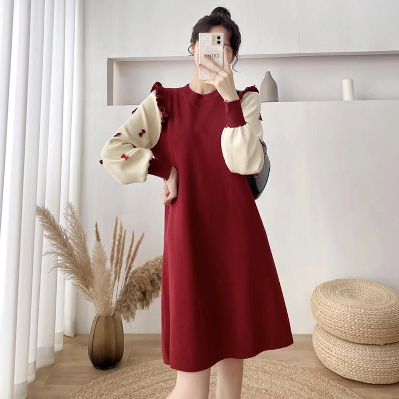 Casual Dresses Christmas Sweater Dress French Retro Winter Long Sleeve Sweet Women Korean Fashion One Piece Knitting Female Vestido From Elizabethy 25 28 Dhgate Com