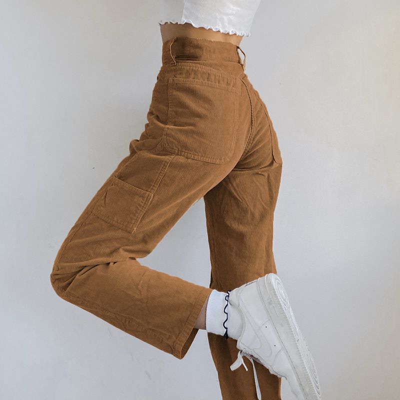 Compra Pantalones Para Mujer Capris Streetwear High Cintura Y2K Corduroy  Brown Mujeres Vintage Joggers Sueltos Casual Sweatpants Aesthetic Cargo  Cutas Psycho Barato | Entrega Rápida Y Calidad | Es.Dhgate