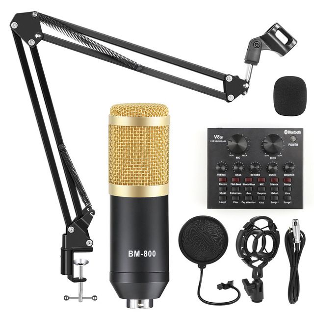 Bm800 Microphone Studio Recording Kits Condenser Microphones For Computer Phantom Power Karaoke Mic Sound Card V8 From Wind1398 38 2 Dhgate Com