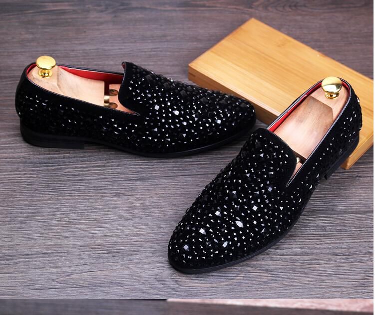 Hot Fashion Luxury Mixed Color Bling Loafers Men Glitter Wedding Shoes  Handmade Summer Dress Shoes Men's Flats Casual Shoes