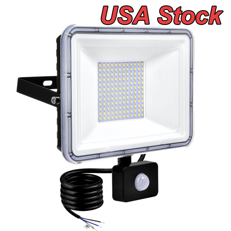 Motion Sensor Led Flood Lights 50w Outdoor Security Floodlights IP66 Waterproof Auto ON/Off Lamp for Garage Billboard Warehouse Stairs 6500K AC86-265V