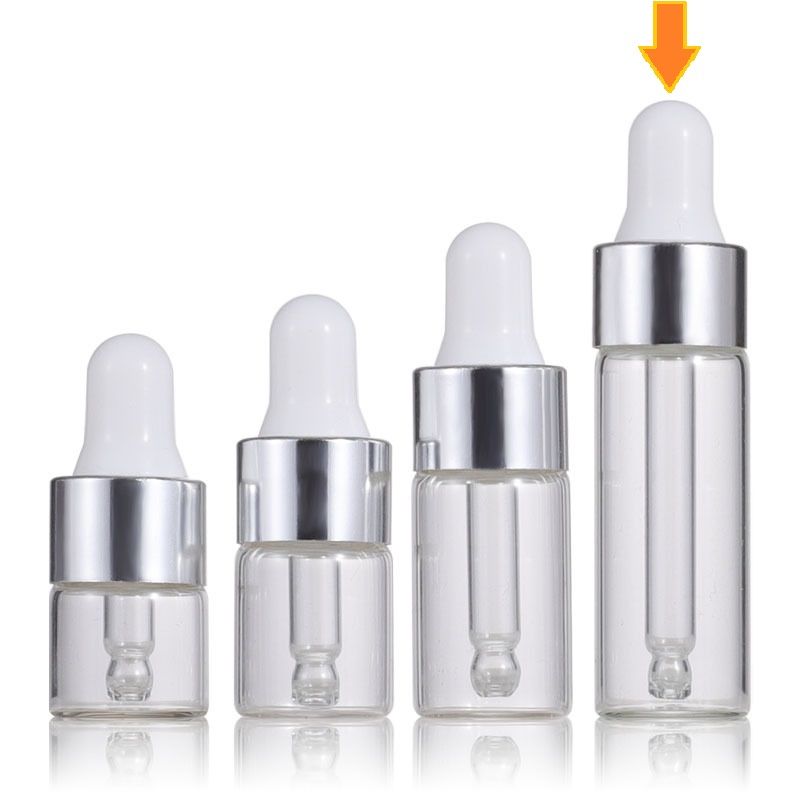 5 ml duidelijke fles + zilveren kap